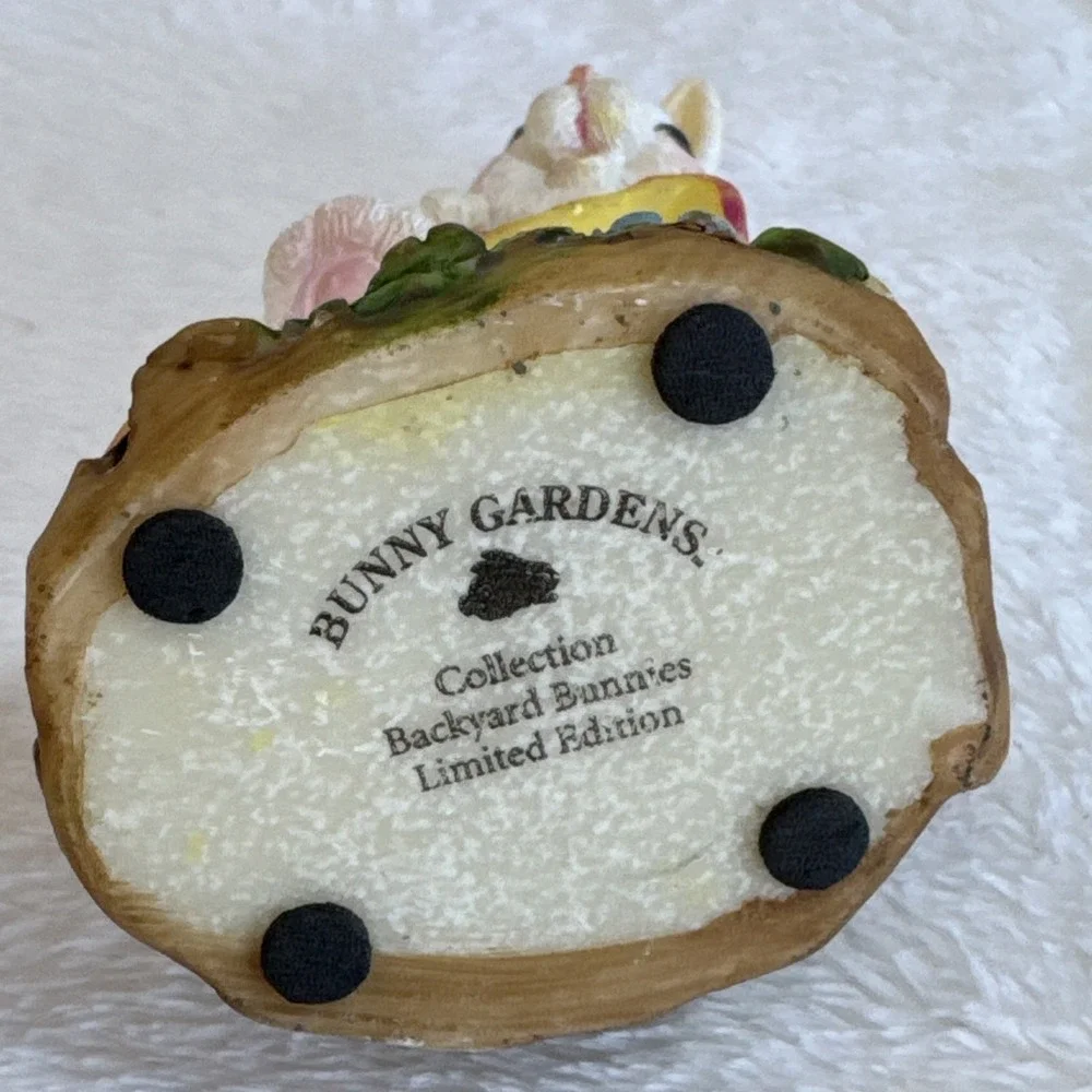 Bunny Gardens Backyard‎ Bunnies Limited Ed Rabbit Figurine Yellow Dress 4.75